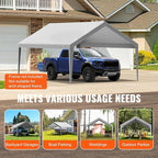 VEVOR Carport Replacement Canopy Cover 13 x 20 ft, Garage Top Tent Shelter Tarp Heavy-Duty Waterproof & UV Protected, Easy Installation with Ball Bungees,Grey (Only Top Cover, Frame Not Include)