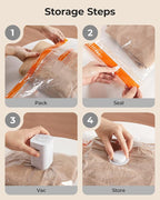 BAGSMART Vacuum Storage Bags for Travel with Rechargeable Air Pump, Portable Space Saver Bags for Travel & Home, Vacuum Compression Seal Bag for Clothing, Blanket, 15 Pack Multicolor