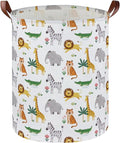 Essme Kids Laundry Basket,Animal Hamper Collapsible Canvas Waterproof Storage Bin for Boys, Cute Hamper,Gift Baskets(Playful Animals)
