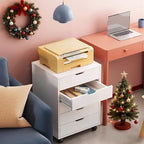 DEVAISE 5-Drawer Chest, Wood Storage File Cabinet with Wheels, White