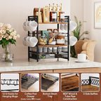 Coffee Bar Station Organizer, 4 Tier K Cup Organizer Mug Holder with 12 Hooks, Coffee Pod Holder, Multifunctional Countertop Organizer for Kitchen