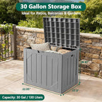 Outdoor Storage Box - 30 Gallon Waterproof Resin Deck Box, Lockable Patio Storage Bench for Package Delivery, Cushions & Garden Tools, UV Resistant (Grey)