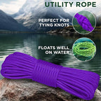 TECEUM Rope – 90 Feet x 3/8 Inch (10mm) – Purple – Strong All-Purpose Utility Rope – Camping, Crafting, Flag Pole, Indoor & Outdoor – Polypropylene Nylon Poly Lightweight Diamond Braided Cord