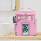 Attmu Mesh Shower Caddy Portable Dorm Tote Bag, Quick Dry Hanging Toiletry Bag, Large Capacity Shower Bag for College Dorm Room Essentials for Boys and Girls for Bath Camping (Light Pink)