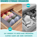 Drawer under Cabinet Clothes Organizer 5 Cell Foldable Storage Cubes Underwear Drawer Organizer Dividers Storage Boxes for Bra, Underwear（Grey）