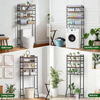 Over The Toilet Storage Rack,4-Tier Over Toilet Bathroom Organizer with Adjustable Wooden Shelves,Freestanding Space Saver Bathroom Cabinet Shelves Over Toilet,Over Toilet Storage, Vintage Brown