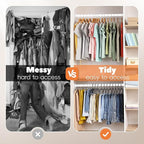 Closet Rod 17-39 Inches, Adjustable Heavy Duty Metal White Closet Rods for Hanging Clothes 1.3 Inches Diameter for Wardrobes Laundry