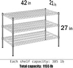 21" Deep x 42" Wide x 27" Height Wire Shelving Kit | 3-Tier | NSF Commercial Storage Rack Unit