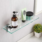 KES Glass Shelf for Bathroom, Glass Wall Shelves 16 Inch Floating Shelf Polished Chrome Finish, BGS3201S40