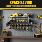 Power Tool Organizer Wall Mount for Tool Storage, Heavy Duty 7 Slots Cordless Drill Holder and Battery Shelf, Metal Tool Holder and Storage Rack with Charging Station for Garage Organization