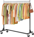 Hoctieon Z Rack, Rolling Clothes Racks with Z-Base, Heavy Duty Garment Rack, Clothing Racks for Hanging Clothes, Sturdy Metal Hanging Holder, Clothes Organizer Rack, Chrome
