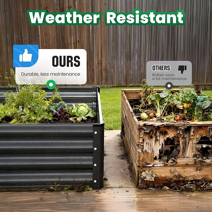 Quictent Raised Garden Bed Galvanized Raised Beds for Gardening Vegetables with Cover 8x4x1 ft Metal Planter Box Outdoor Use (Green)