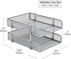 Mind Reader Stackable Paper Tray, Desktop Organizer, File Storage, Office, Metal Mesh, 2 Pc, Silver
