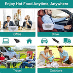 Electric Lunch Box Food Heater, 80W Heated Lunch Box for Adults, 12V 24V 110V Portable Food Warmer LunchBox for Car Truck Work with Removable 304 Stainless Steel Container White