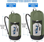 BALEINE 2PK 120L Laundry Bag Backpack, 900D Oxford Fabric Large Travel Laundry Bags with Shoulder Straps and 2 Mesh Pockets for College Dorm, Apartment, Laundromat (Green, 120L)