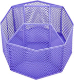 Annova Mesh Desk Organizer Rotate with 5 Compartments Spinning Tidy Candy/Pen Holder Office, Art Supply, Storage, Classroom, Home (Purple)