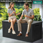 YITAHOME 180 Gallon Large Outdoor Storage XL Deck Box w/Divider for Patio Furniture,Outdoor Cushions, Garden Tools, Sports Equipment and Pool Supplies, Waterproof, Resin, Lockable, Black