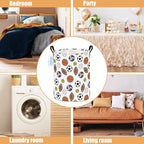 LANGYASHAN Laundry Basket Canvas Fabric Collapsible Organizer Basket for Storage Bin Toy Bins Gift Baskets Bedroom Clothes Children Nursery Hamper (Colorful Balls)