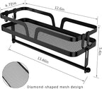 ZUNTO Wall Mount Paper Towel Holder with Shelf, Self Adhesive or Drilling, Stick on Wall Paper Towel Bar Spice Rack for Kitchen, Garage Organizer and Storage, Black