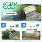 Quictent Raised Garden Bed Galvanized Raised Beds for Gardening Vegetables with Cover 6x3x2 ft Tall Metal Planter Box Outdoor Use (Clear)