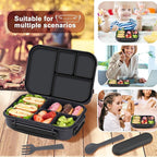 Lunch Box Kids,Bento Box Adult,Leakproof Lunch Containers for Adults/Kids/Toddler,1200ML-4 Compartments bento Lunch box with Utensil,Microwave & Dishwasher & Freezer Safe (Dark Gray)