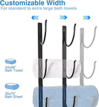 Bathroom Rolled Towel Rack: 4-Tier Wall Mounted Towel Storage Holder, Hanging Organizer for Towels, Blankets, Large Bath Sheets, Space Saving in RV, Closet, Toilet, Cabinet, Black Metal