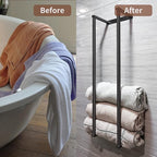 Towel for Racks Bathrooms, Wall Mounted Towel Rack for Storing Towels, Robes, Towel Holders with Hooks, Bathroom Towel Storage, Black
