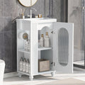 20" Small Bathroom Vanity with Sink and Glass Door, Storage Shelf & Toilet Paper Holder,Solid Wood & MDF Modern Single Bathroom Sink Cabinet with Shelves,Freestanding,White