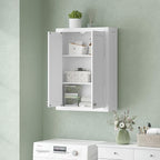 HOMCOM Bathroom Wall Cabinet, Modern Medicine Cabinet Wall Mounted, Over The Toilet Space Saver with 2 Doors and 2 Adjustable Shelves, White