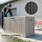 90 Gallon Deck Box,Waterproof Resin Outdoor Storage Box for Patio Furniture,Outdoor Cushions,Garden Tools and Pool Supplies,Weatherproof(Grey,90Gallon)