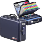 Fireproof Document Box, Hard Case Highly Flame-Resistant Fire Proof Waterproof File Organizer with Lock, Portable Fire Safe for Important Documents & Valuables Storage (Blue, ‎14"*11"*5")