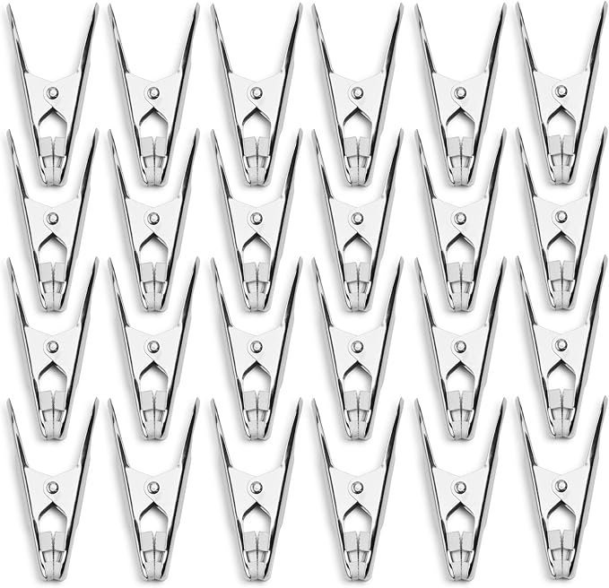 48 Pack - Long Lasting, Stainless Steel Clothespins - Strong Grip - Weather-Resistant, Multipurpose Clip - Use As Clothesline Laundry Clips, Chip Bag Clips, Hanger Clips and Craft Clips (48 Pack)