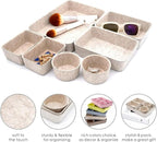 Welaxy Felt Desk Drawer Organizer Trays, 7-Piece Storage Bins for Office, Catchall, Scandinavian Minimalist Decor (Oatmeal)