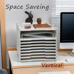 YFS 6 Tier-Desk File Organizer, Stackable Paper Tray, Printer paper Storage for Office, Sorter Organizer for Letter/A3 Office File Folder Holder -White (Horizontal-6tray(with 5 Adjustable Shelves))
