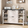 44" Lateral File Cabinet with Adjustable Shelves, Farmhouse 2 Drawer Filing Cabinet with Lock for Legal/A4/Letter, Wooden Printer Stand Office Furniture for Home Office, White and Black
