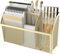DALTACK Magnetic Pencil Holder Magnetic Shelf for the Whiteboard 3-Grid Mesh Magnetic Pen Holder for Refrigerator Magnetic Organizer Locker Accessories Organizer for Office, Yellow