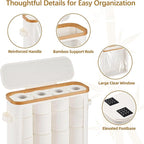 Livole 2-in-1 Toilet Paper Storage with Lid Toilet Paper Basket- 20 Regular Rolls or 15 Mega Rolls Extra Large Toilet Paper Organizer for Bathroom, Beige