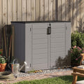 Aoxun 41 Cu Ft Outdoor Storage, Waterproof Vertical Resin Shed Outdoor Storage Cabinet for Garbage Bin, Generators & Yard Gear (Grey)