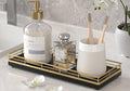 Wooden Decorative Tray, Oak 11.2" L Coffee Table Tray for Kitchen Countertop Soap Sponge Holder Candle Nightstand Table Centerpieces for Dining Room Decor Black Gold