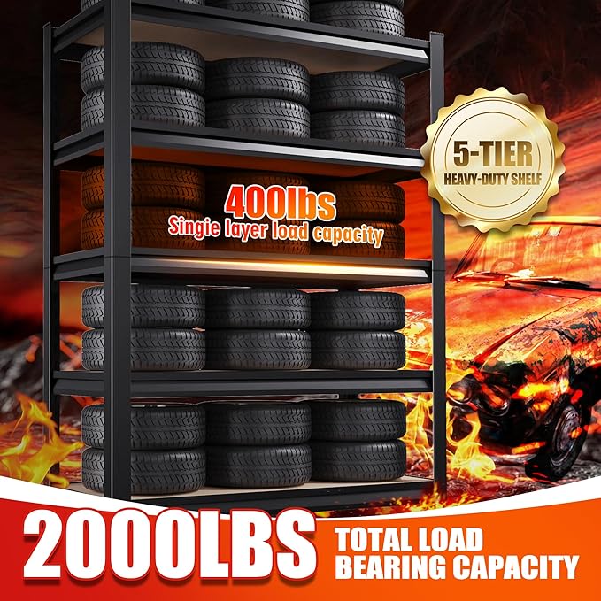 Set of 3 Garage Shelving-2050 lbs 5 Tier Storage Shelves,Adjustable Heavy Duty Metal Shelving Unit and Storage Large Rack,Utility Steel Shelf For Warehouse Industrial Pantry Basement 78"x45.6"x20"