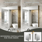 24x26 Bathroom Medicine Cabinet with Mirror,Aluminum Alloy Frame with Mirror Side Panels,Surface or Recessed Medicine Cabinet,Assembly Required,Adjustable Shelves