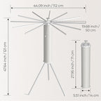 Tripod Clothes Drying Rack, Garment Rack Portable and Foldable Space Saving Laundry Drying Rack - Dryer Rack Clothing Floor Folding Balcony Bedroom Household (Silver(Aluminum), 12 rods)