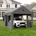Carports Canopy Heavy Duty, Portable Garage with Sidewalls and Side Doors (10x16, Grey)