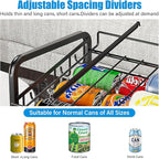 6-Tier Stackable Soda Can Rack Organizer for Pantry, Adjustable Can Dispenser Holds Up to 60 Cans, with 12 Hooks, Can Storage Holder for Various Ounces of Canned Food Soda Drinks, Black, 2 Pack