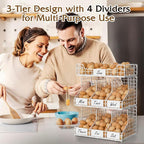 X-cosrack Egg Holder Countertop, 3 Tier Egg Rack with Labels Dividers to Separate Eggs, Stackable Wire Baskets for Fresh Egg, XXL Egg Dispenser for Countertop/Wall-Mounted, White (Patent Pending)