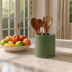 D'vine Dev 360° Rotating Utensil Holder – 5" Kitchen Utensil Crock for Countertop, Modern Cooking Tool Organizer for Kitchen Storage & Décor, Olive, 72-X-C-1