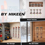 Hikeen Ski Wall Rack for Garage - Ski Wall Mount Storage Rack Fits Any Ski,Garage Organization & Space-Saving Winter Gear - Durable Ski Rack for Wall Display 2Pack