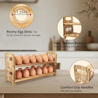 Yuoyar Wooden Fresh Egg Holder Countertop - Stackable egg storage for Gathering Fresh Eggs - 24-Hole Egg Rack for Counter