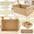 4PCS Toilet Paper Basket Decorative Woven Basket with Wood Handle Multipurpose Toilet Paper Bin for Home Bathroom Living Room Office