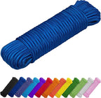 TECEUM Rope – 90 Feet x 1/4 Inch (7mm) – Blue – Strong All-Purpose Utility Rope – Camping, Crafting, Flag Pole, Indoor & Outdoor – Polypropylene Nylon Poly Lightweight Diamond Braided Cord